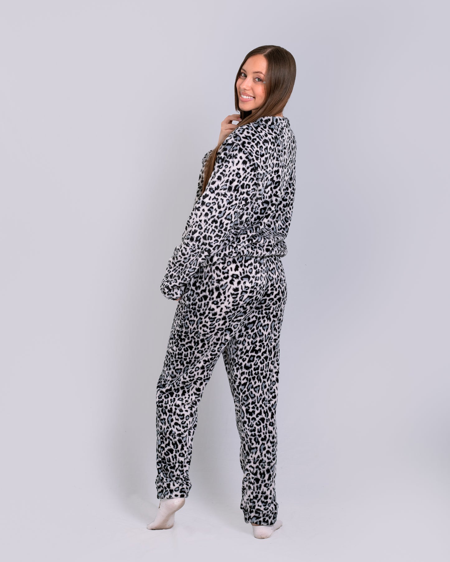 Pijama temática de dos piezas Animal Print Gris