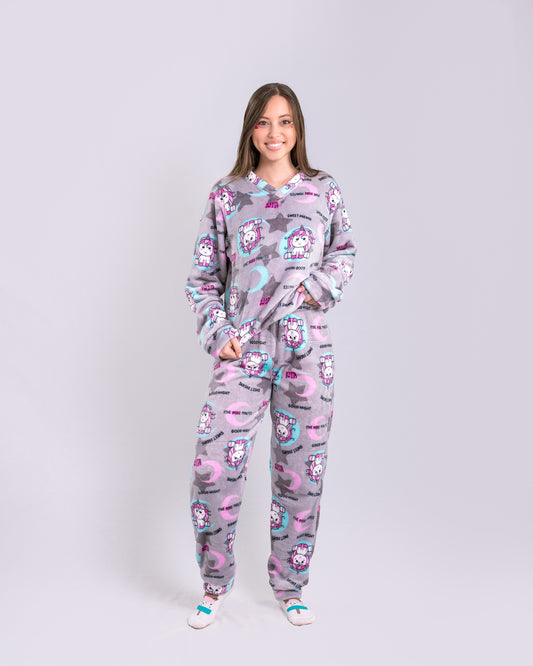 Pijama temática de dos piezas Unicornio Gris