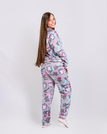 Pijama temática de dos piezas Unicornio Gris