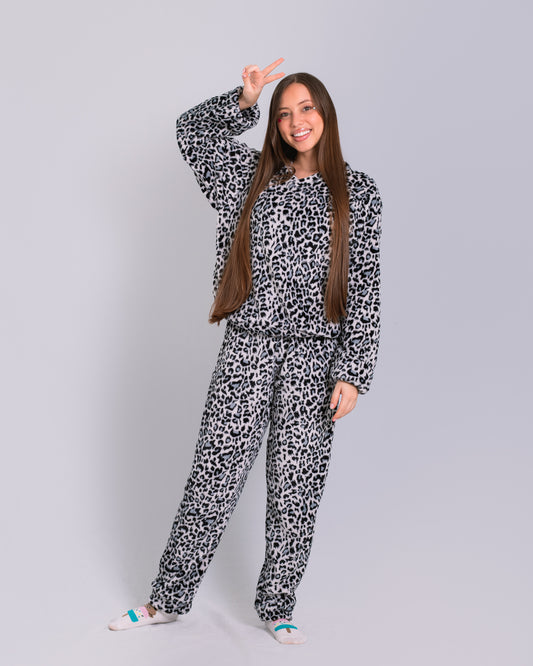 Pijama temática de dos piezas Animal Print Gris