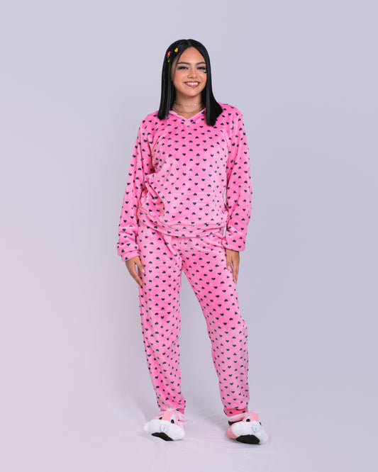 Pijama temática de dos piezas Corazones Rosa